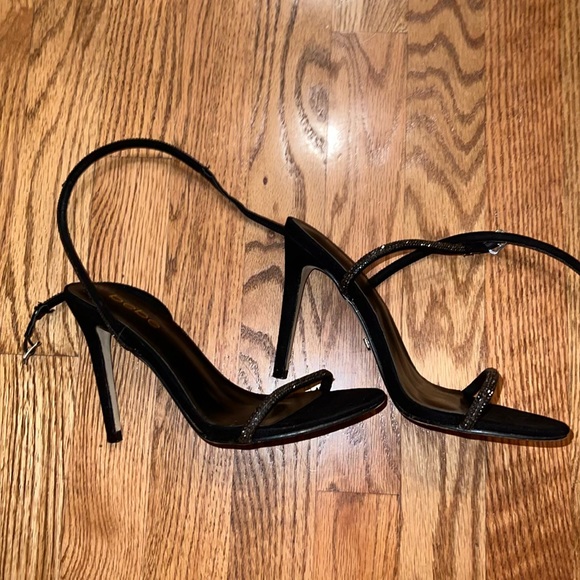 Black Strappy Sparkly Bebe Heel - Picture 3 of 6